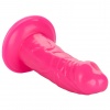 A valósághű, pénisz alakú rózsaszín dildó, rögzítésre alkalmas széles tapadókoronggal.