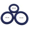A három péniszgyűrű mérete: 3 cm, 3,5 cm és 4.3 cm.
