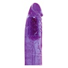 Részlet a lila-átlátszó erezett pénisz és a vibrotojás hajlékony csúcsáról a G-pont jobb stimulálása érdekében.