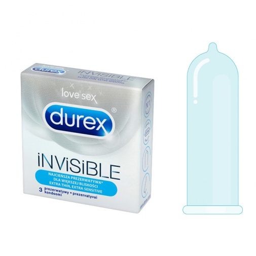 Durex Invisible - Extra vékony, extra érzékeny óvszer 3 darabos csomagolásban