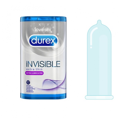 Extra vékony óvszer a Durex márkától, amik ráadásul extra síkosak is - Durex Invisible nagy, 12 darabos csomagolásban