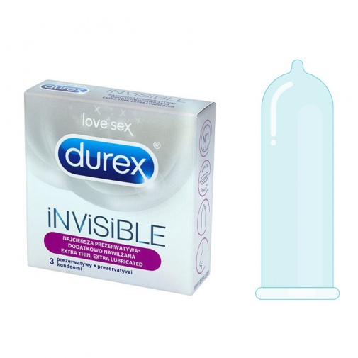 Extra vékony óvszer a Durex márkától, amik ráadásul extra síkosak is - Durex Invisible 3 darabos csomagolásban