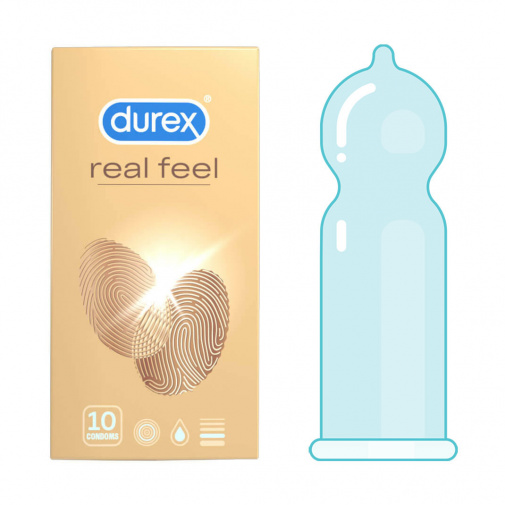 Durex Real Feel 10 darab óvszert tartalmazó csomagolás - latexmentes