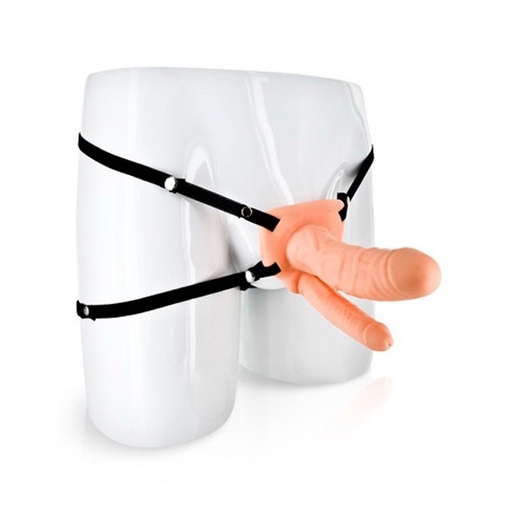 Dupla Strap-on felcsatolható dildó hüvelyi és anális behatolásra