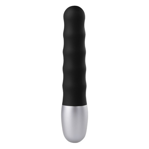 Fekete hullámos felületű mini vibrátor anális vagy hüvelyi behatolásra vagy a csikló stimulálására