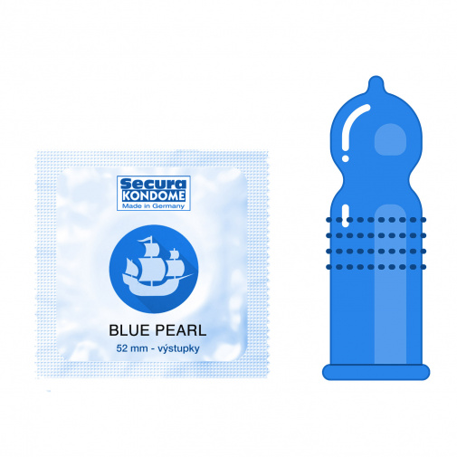 Secura Blue Pearl gyöngyös kék óvszer 1 db