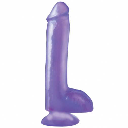 Nagy gumis lila színű dildó herékkel és tapadókoronggal - Basix Dong 8.